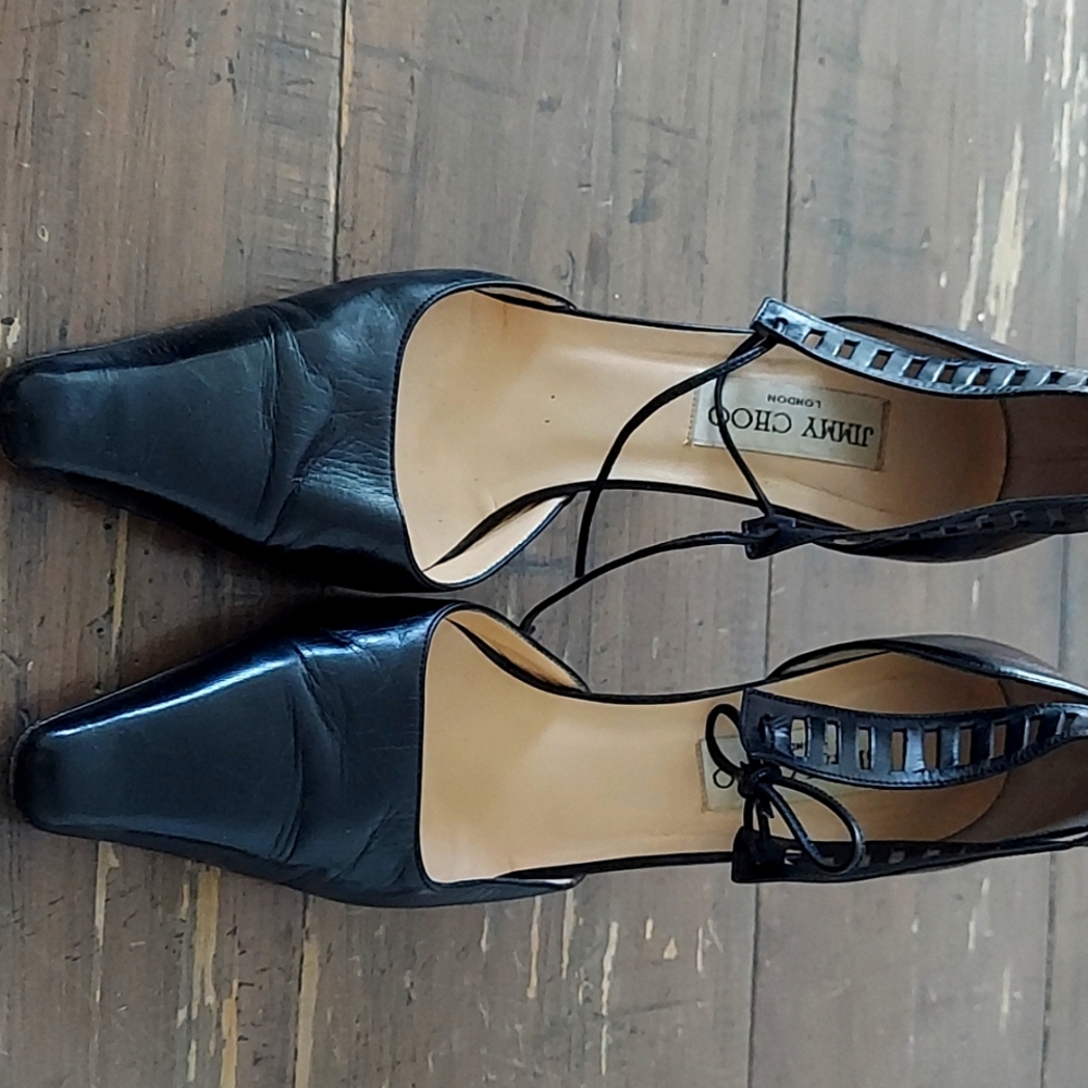 Jimmy Choo, black ankle strap heels